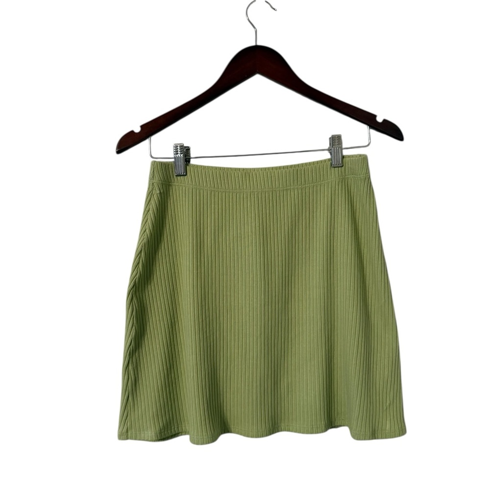 REFORMATION Julianna Ribbed Knit Green High Rise Mini Skirt - Picture 3 of 6